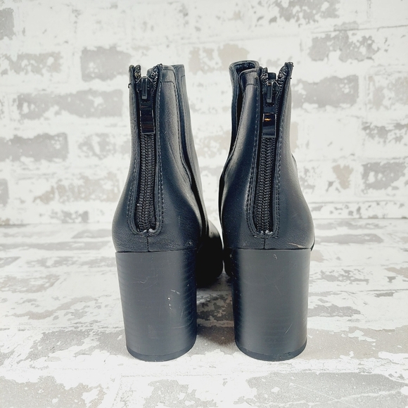 NEW TOP Moda Black Leather Block Heel Side Notch Ankle Boots X99 - Picture 6 of 10